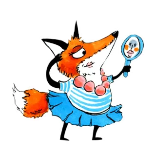 😎 fox, cartoon, animal, mirror, fashion, cute, whimsical telegram sticker