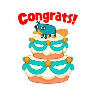 ❤ Perry the Platypus cartone animato, torta, festa, ornitorinco, compleanno telegram sticker