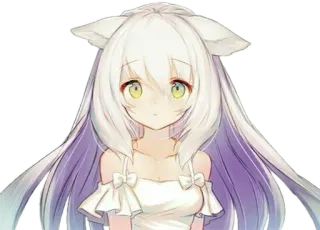 😮 Anime, Fille, Oreilles de chat, Mignon, Kawaii, Manga telegram sticker