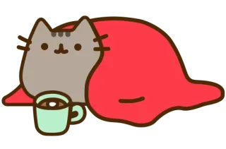 ☕️ Pusheen cat, pusheen, cute, blanket, cozy, cartoon telegram sticker