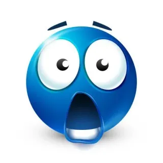 🌟 Emoji, Blauw, Geschokt, Verrast, Cartoon whatsapp sticker