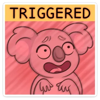 😬 TRIGGERED коала, мультфильм, триггер, реакция, мем telegram sticker