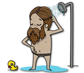 🚿 man, shower, bathing, cartoon, rubber duck, hygiene, water, clean telegram sticker
