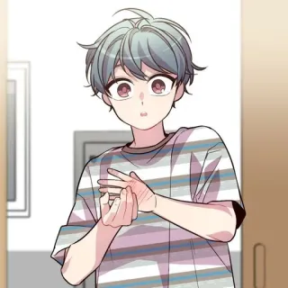 👒 动漫, 男孩, 可爱, 条纹衬衫, 卡通 telegram sticker