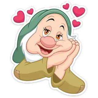 ❤️ Dopey Snow White and the Seven Dwarfs Dopey, Zwerg, Schneewittchen, Disney, Cartoon, Liebe, Herzen telegram sticker