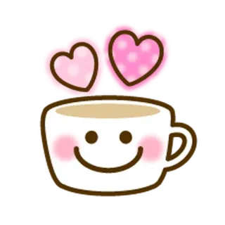 🌸 café, xícara, kawaii, corações, fofo, amor telegram sticker