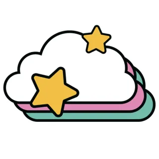🌤 Wolke, Sterne, niedlich, kawaii, pastell, aufkleber, himmel, träumerisch whatsapp sticker