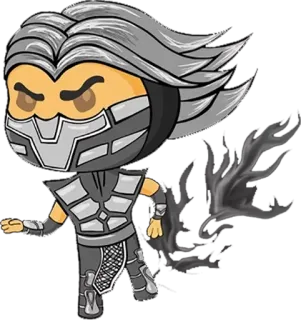 💨 Smoke Mortal Kombat Videogame personage, Ninja, Vechtgame, Mortal Kombat, Smoke, Grijs, Cartoon telegram sticker