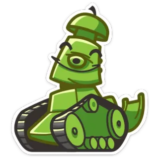 😊 stiker, hijau, kartun, tank whatsapp sticker