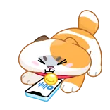 😠 kat, telefoon, oranje, wit, schattig, kawaii telegram sticker