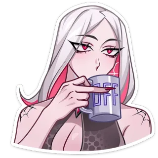 🖕 OFF стикер, женщина, мультфильм, кружка, кофе, оскорбительный whatsapp sticker