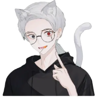 😁 anime, neko, cat, glasses, boy, cat ears, cute telegram sticker