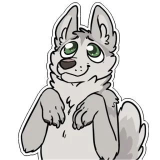 😬 dier, harig, wolf, hond, schattig, cartoon telegram sticker