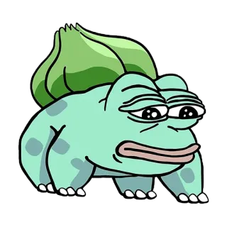 😔 Bulbasaur Bulbasauro, Pokémon, Pepe, Meme, Meme da internet, Sapo, Personagem, Desenho animado telegram sticker