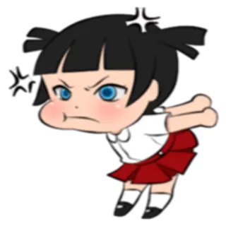 😠 Anime, Dessin animé, En colère, Fille, Illustration whatsapp sticker