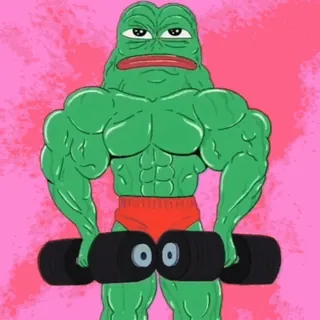 😐 Pepe the Frog Pepe la Rana, Meme, Bodybuilding, Rana, Esercizio, Palestra whatsapp sticker