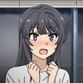 🐰 Mai Sakurajima Rascal Does Not Dream of Bunny Girl Senpai 애니메이션, 바니걸 선배, 마이 사쿠라지마, 애니 여자, 얼굴 붉힘 whatsapp sticker