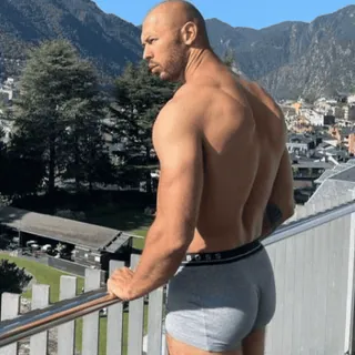 🏳️‍🌈 male, torso, boxer briefs, bald, fitness, muscle whatsapp sticker