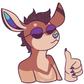 😎 Hirsch, cool, Sonnenbrille, Daumen hoch, Tier, Cartoon telegram sticker