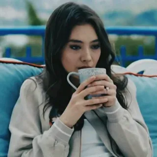 😐 女性, 飲む, コーヒー, お茶, ポートレート telegram sticker