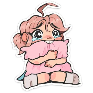 🥺 Cartoon, weinend, traurig, Anime, Figur, Kissen telegram sticker