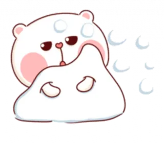 😐 Bär, niedlich, schläfrig, kawaii, Mond, Traum, Tier, Cartoon telegram sticker