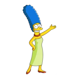 👉 Marge Simpson The Simpsons Marge Simpson, cartoon, animation, yellow, dress, character, Simpsons telegram sticker