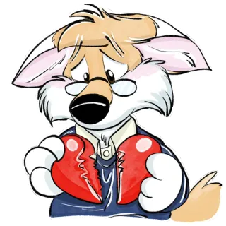 💔 Cartoon, Tier, gebrochenes Herz, traurig, Liebe, Fuchs, Illustration telegram sticker