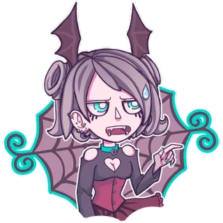 😩 만화, 뱀파이어, 소녀, 박쥐, 할로윈, 고딕, 귀여운, 스티커 telegram sticker