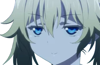 😏 anime, chica, pelo rubio, ojos azules, linda, dibujos animados telegram sticker