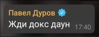 🌟 Pavel Durov Павел Дуров
Жди докс даун beleidigend, Beleidigung, Beschimpfung, Schimpfwort telegram sticker