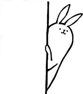 👀 bunny, rabbit, animal, cute, cartoon, black and white telegram sticker