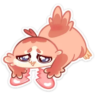 😔 cute, animal, bird, cartoon, sad telegram sticker