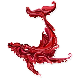 🐳 whale, red, art, ocean, sea, animal telegram sticker