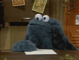 🤔 Cookie Monster Sesame Street Коржик, Улица Сезам, мультфильм, монстр, кукла telegram sticker