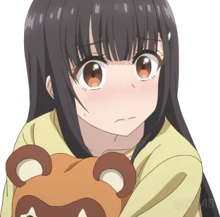 😳 Anime, Desenho animado, Menina, Personagem, Fofo, Cabelo castanho, Rubor whatsapp sticker
