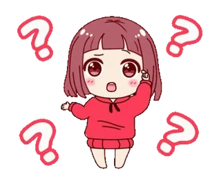 ❓ vraag, verward, anime, cartoon, meisje, denkend telegram sticker