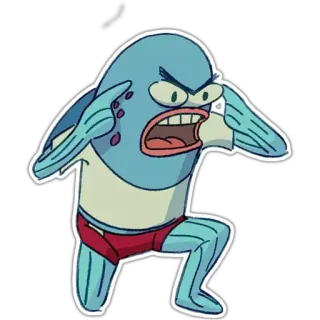 🐟 Dessin animé, En colère, Poisson, Bob l'éponge telegram sticker