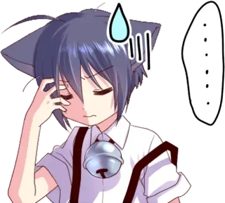 🤦‍♂️ anime, gatto, preoccupato, sudore, ragazzo telegram sticker