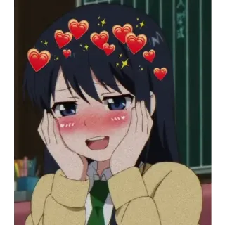 😳 anime, hearts, blush, cartoon, animation telegram sticker