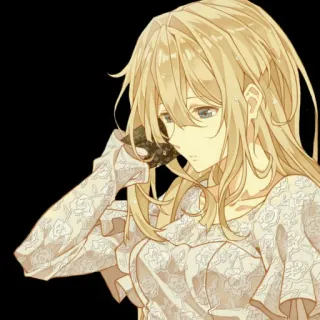 🤔 Violet Evergarden anime, sad, girl, blond telegram sticker