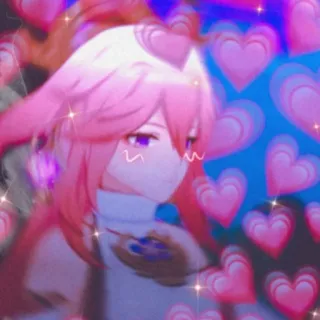 🌸 Yae Miko Genshin Impact Аниме, Игра, Видеоигра, Персонаж, Розовые волосы, Милый, Яэ Мико, Genshin Impact telegram sticker