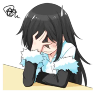 😑 anime, cartoon, embarrassed, facepalm, character telegram sticker