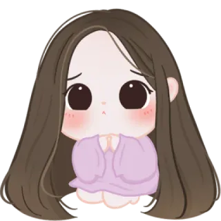 🧁 kawaii, cute, sad, chibi, girl, cartoon telegram sticker