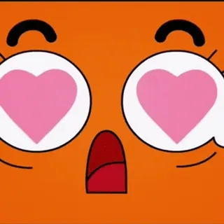 😍 dibujos animados, amor, corazones, naranja, cara, expresión telegram sticker