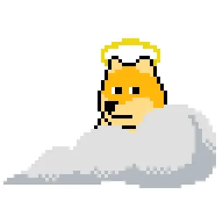 🧐 Doge doge, mème, ange, chien, halo, nuage, pixel art telegram sticker