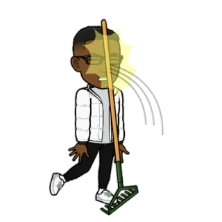🤯 ガーデニング, 熊手, 芝生の手入れ, 庭仕事, 掃除, Bitmoji telegram sticker