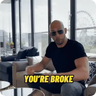 🫵 YOU'RE BROKE деньги, безденежье, статус, финансы whatsapp sticker