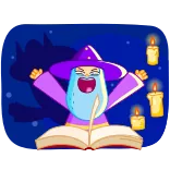 😈 wizard, magic, cartoon, book, candles telegram sticker