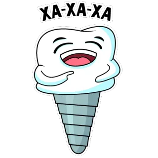 😂 XA-XA-XA diente, odontología, dientes, implante dental, dibujo animado whatsapp sticker